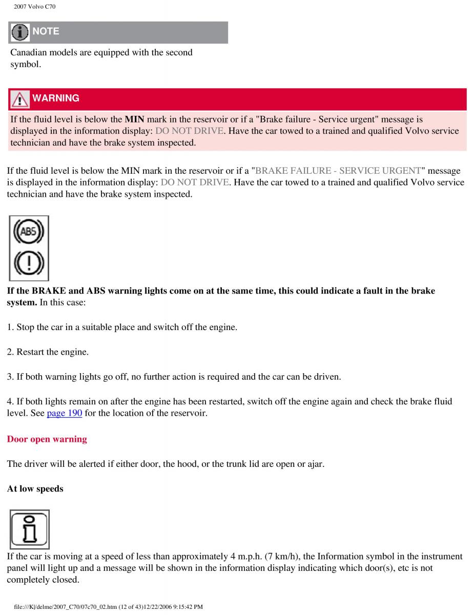 Volvo C70 M II 2 owners manual / page 60