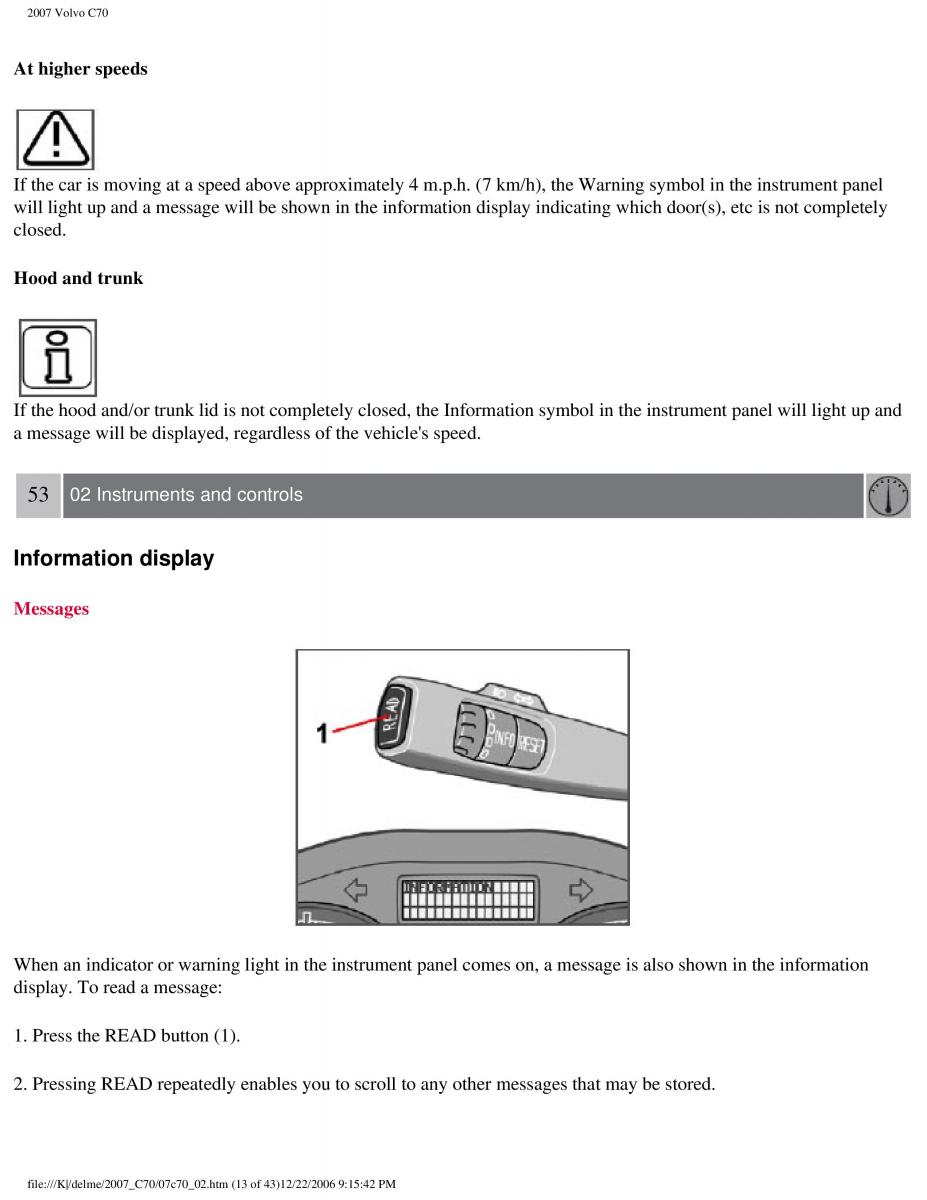 Volvo C70 M II 2 owners manual / page 61