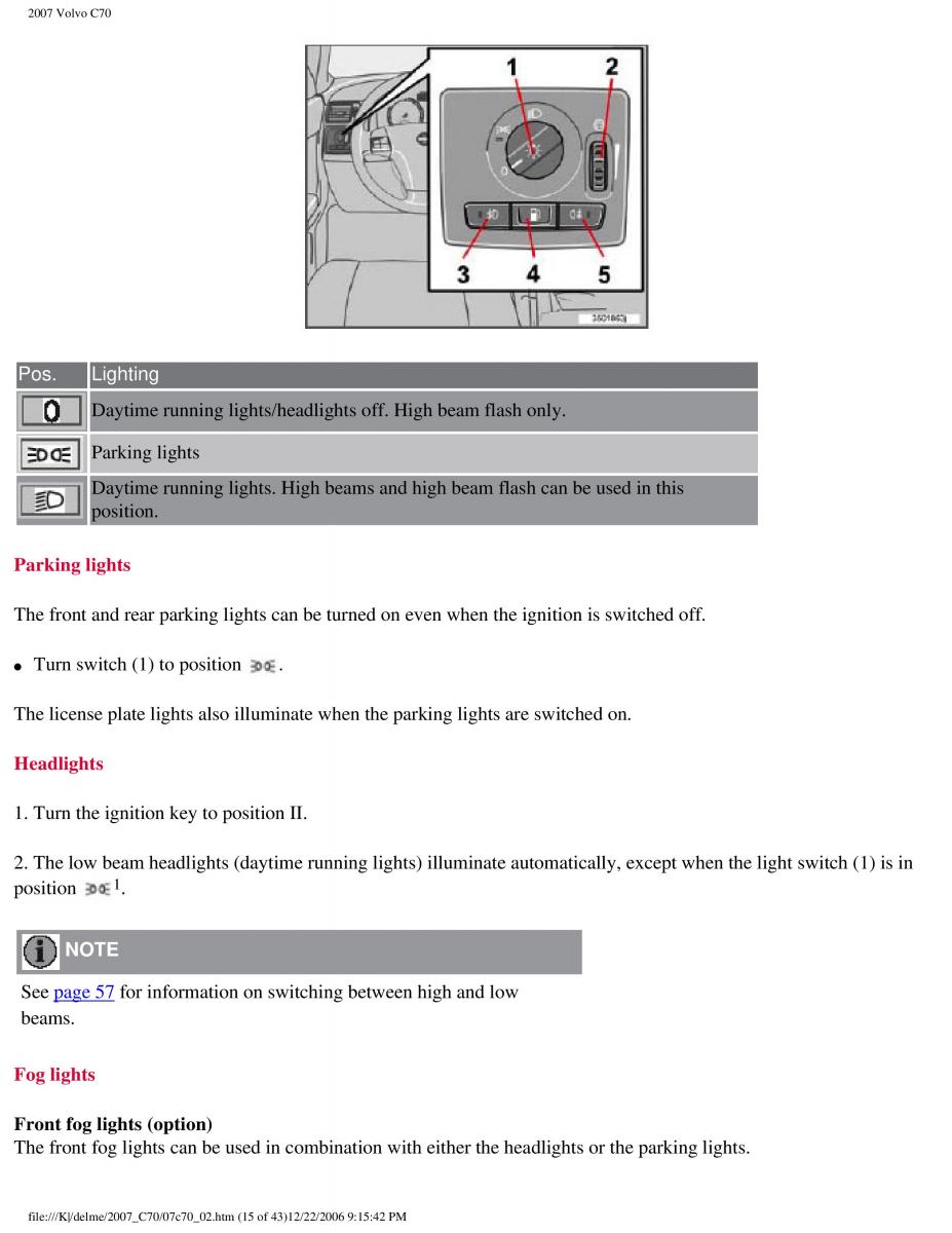 Volvo C70 M II 2 owners manual / page 63