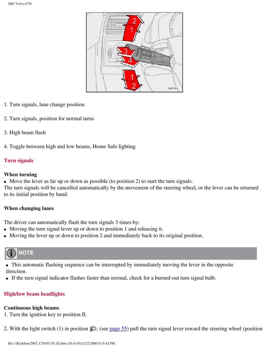 Volvo C70 M II 2 owners manual / page 66