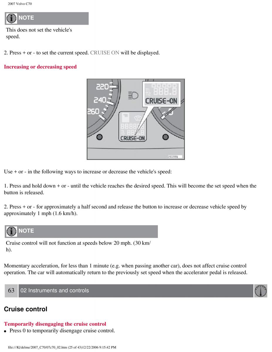 Volvo C70 M II 2 owners manual / page 73