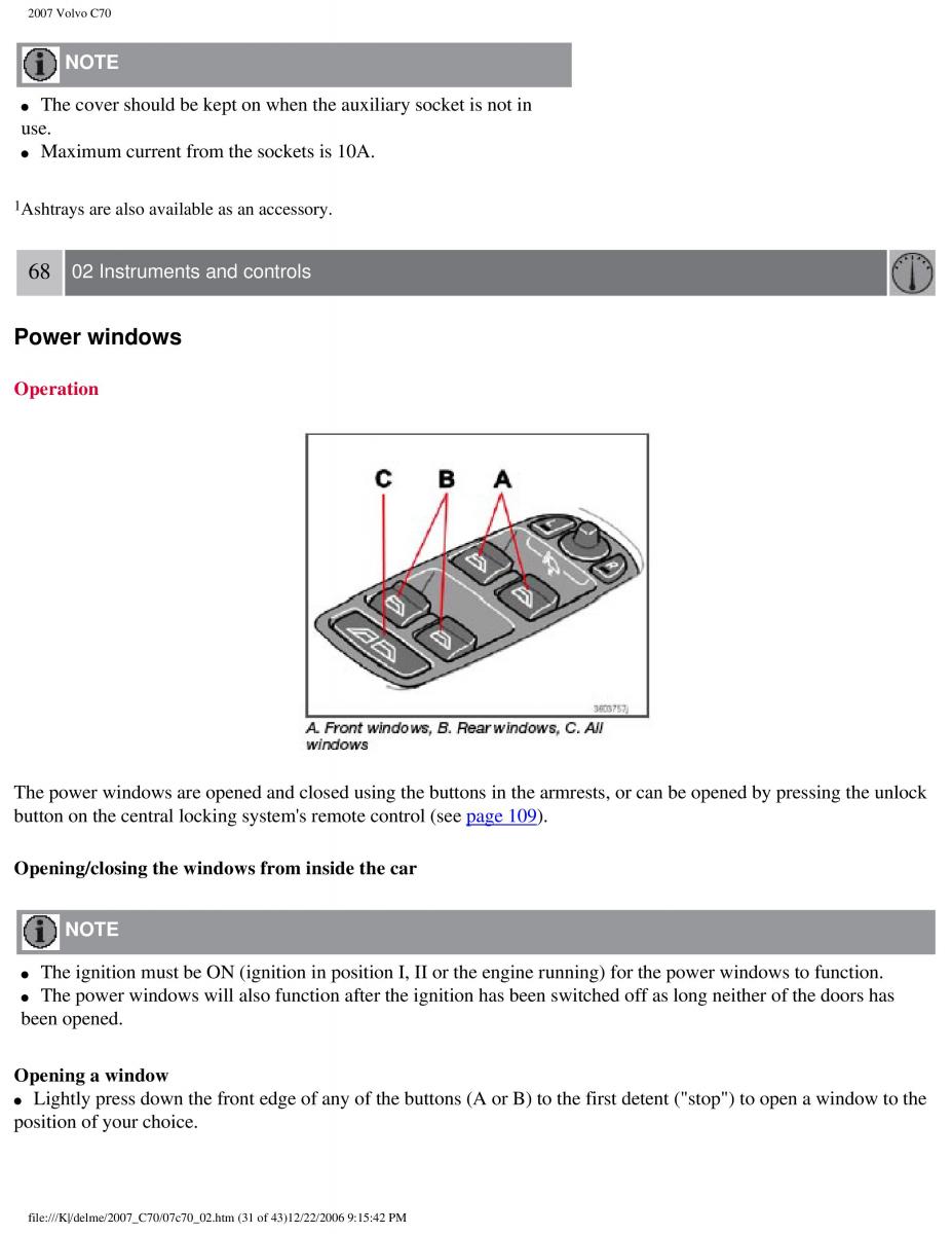 Volvo C70 M II 2 owners manual / page 79