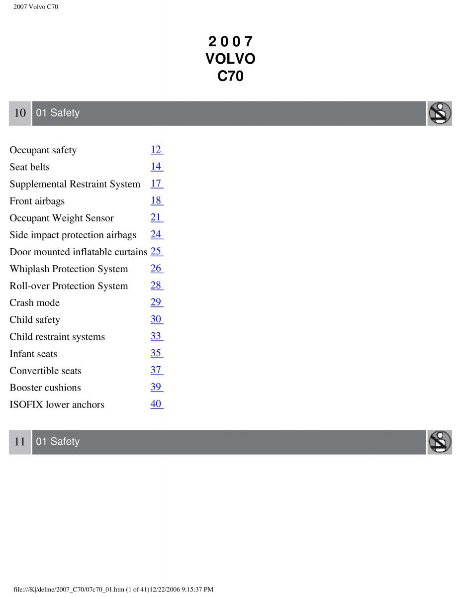 Volvo C70 M II 2 owners manual / page 8