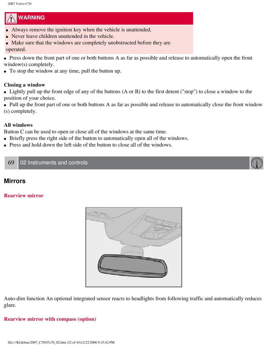 Volvo C70 M II 2 owners manual / page 80