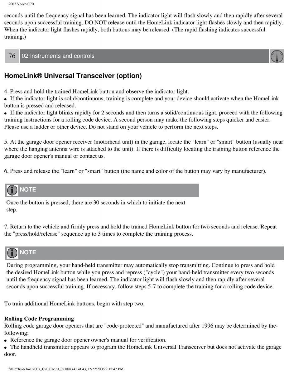 Volvo C70 M II 2 owners manual / page 89