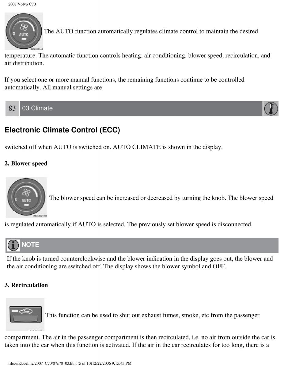 Volvo C70 M II 2 owners manual / page 96