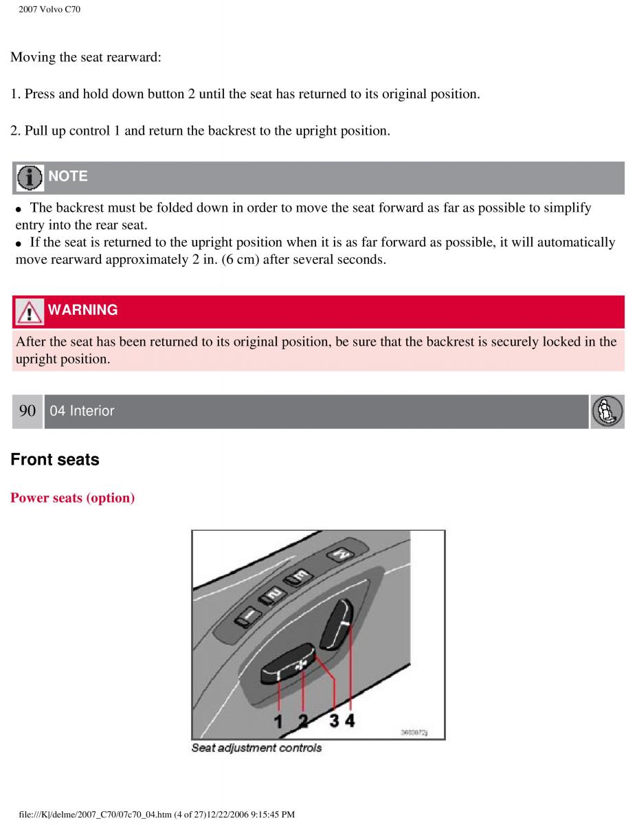 Volvo C70 M II 2 owners manual / page 105