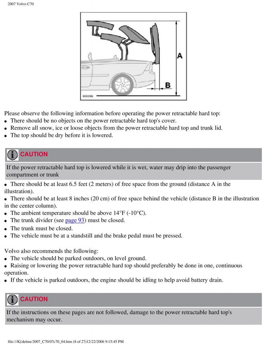 Volvo C70 M II 2 owners manual / page 109