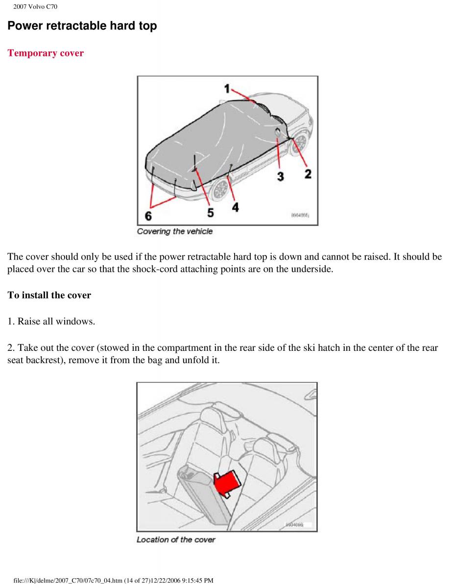 Volvo C70 M II 2 owners manual / page 115