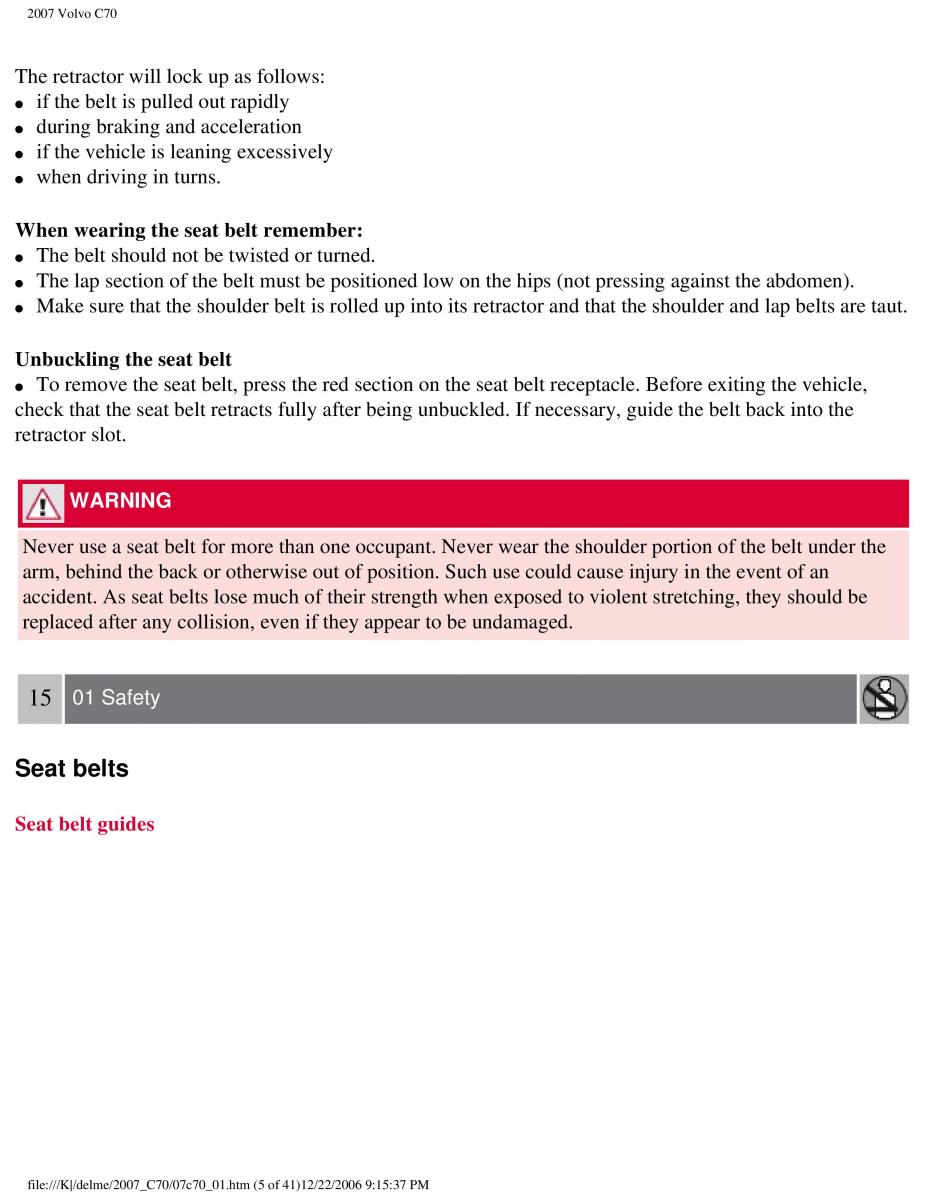 Volvo C70 M II 2 owners manual / page 12