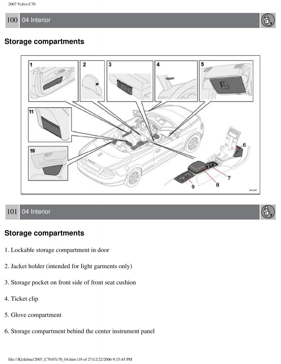 Volvo C70 M II 2 owners manual / page 120