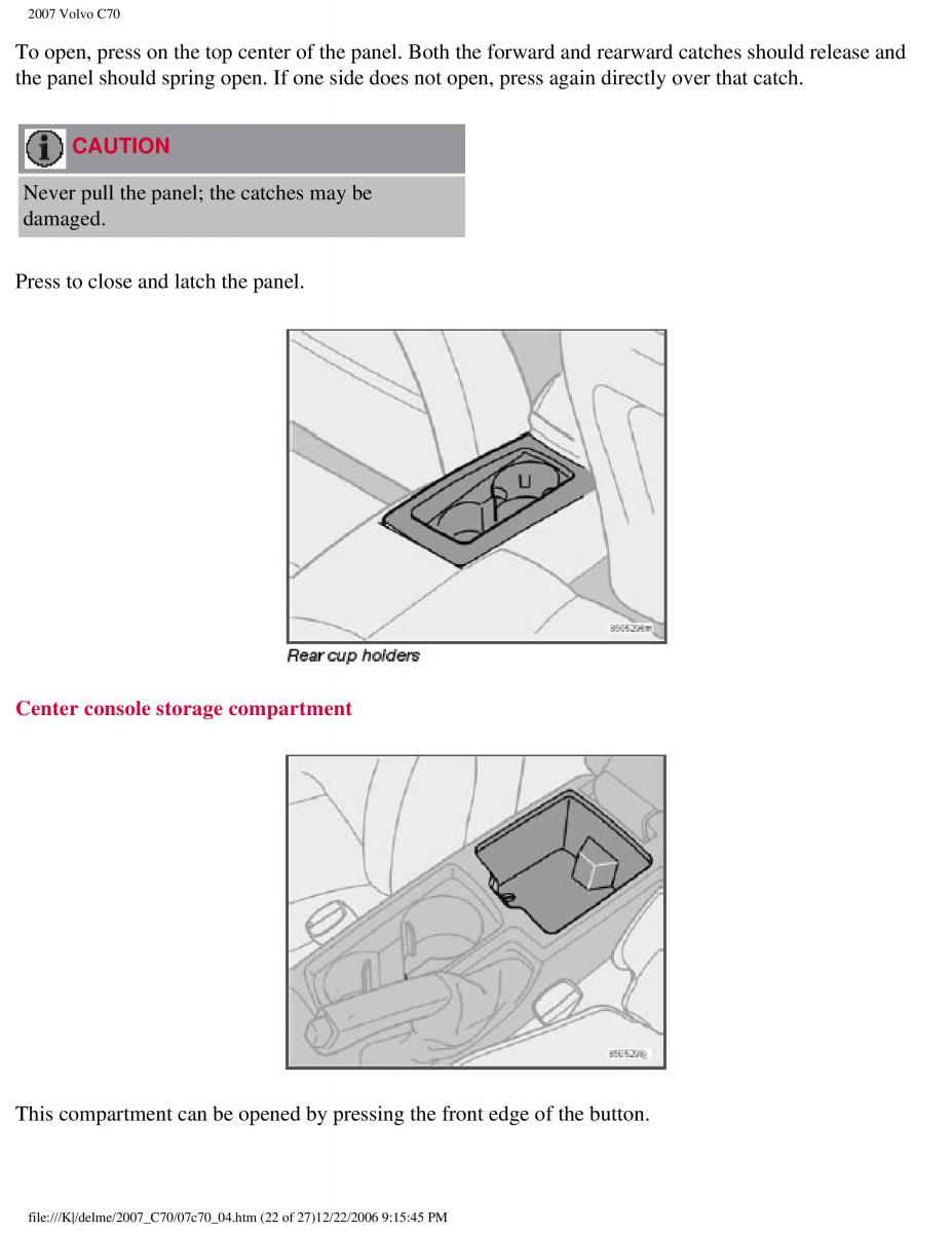 Volvo C70 M II 2 owners manual / page 123