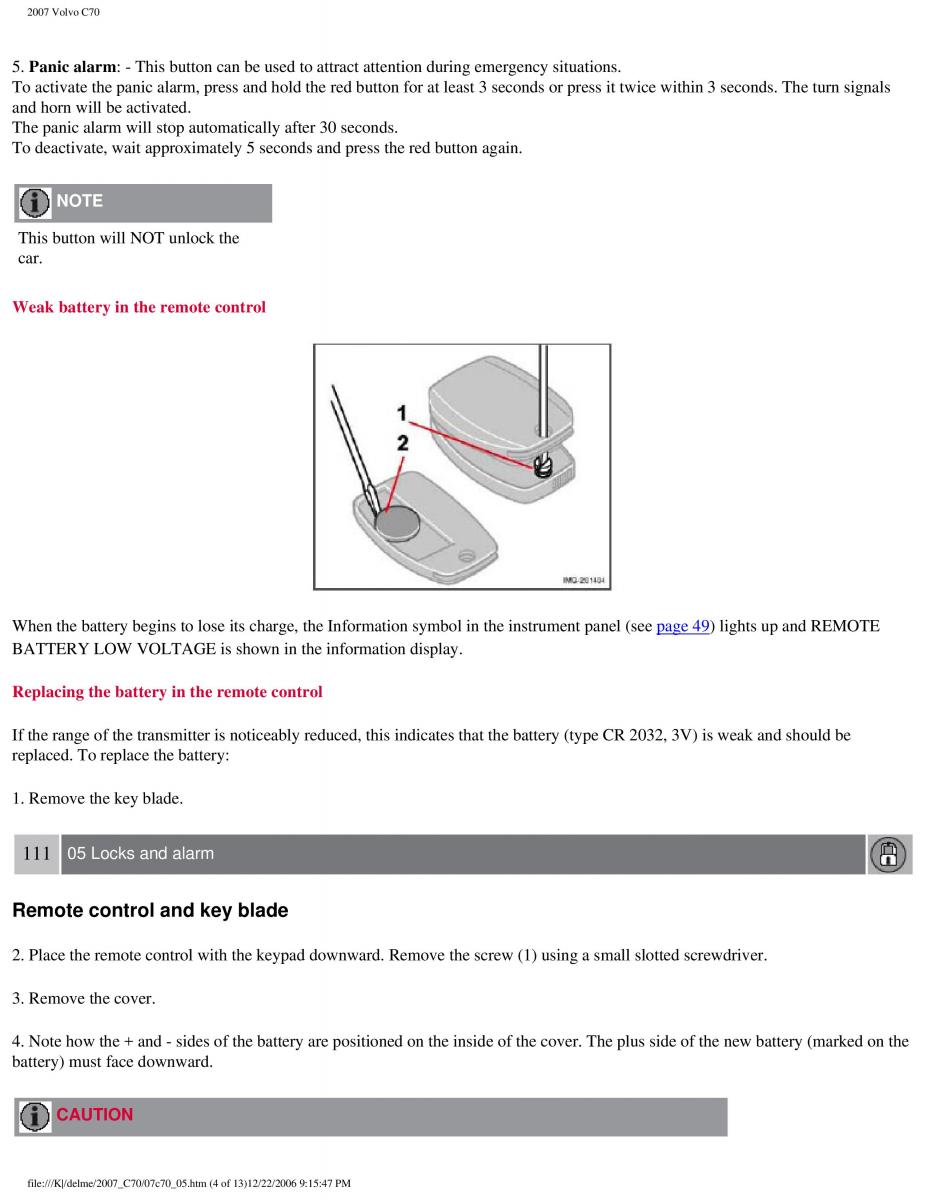 Volvo C70 M II 2 owners manual / page 132