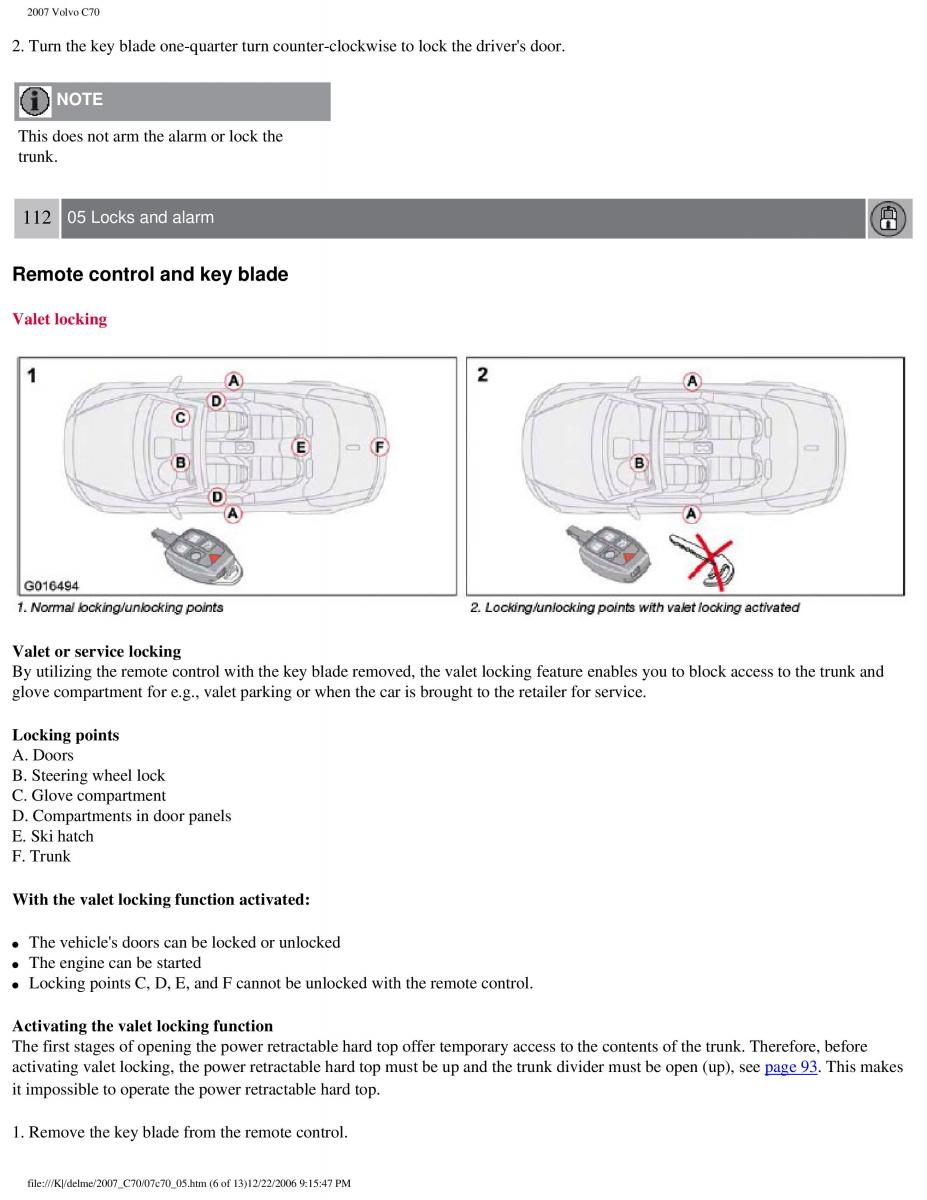 Volvo C70 M II 2 owners manual / page 134