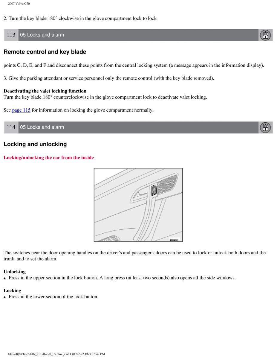 Volvo C70 M II 2 owners manual / page 135