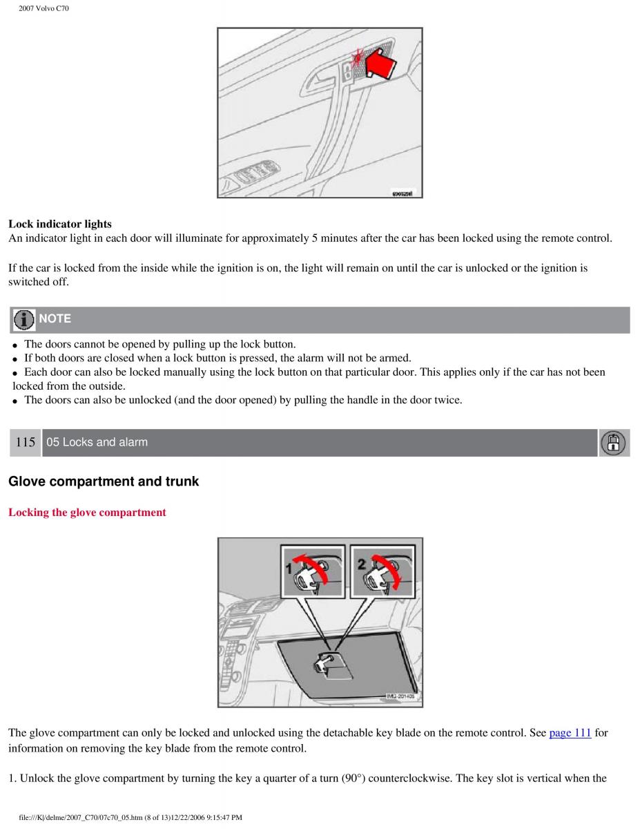 Volvo C70 M II 2 owners manual / page 136