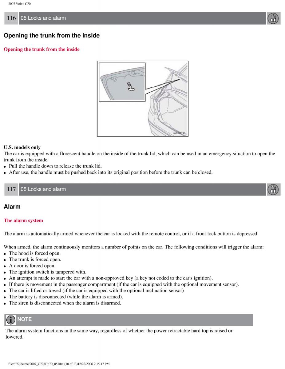 Volvo C70 M II 2 owners manual / page 138