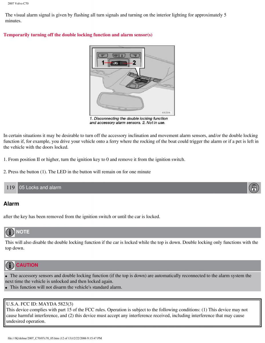 Volvo C70 M II 2 owners manual / page 140