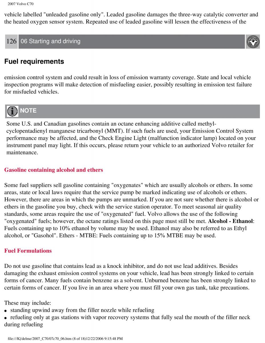 Volvo C70 M II 2 owners manual / page 149