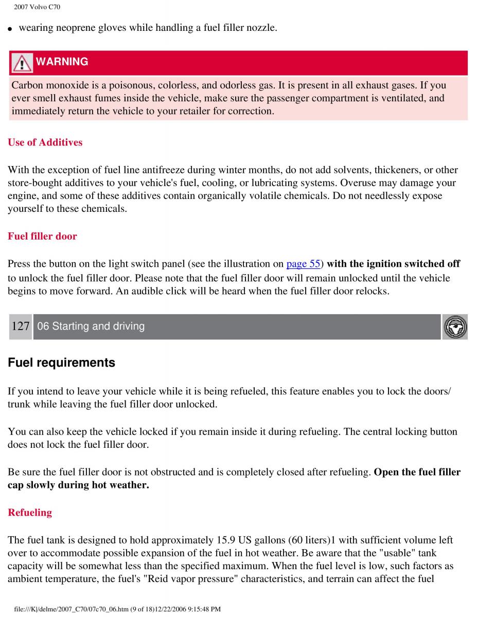 Volvo C70 M II 2 owners manual / page 150