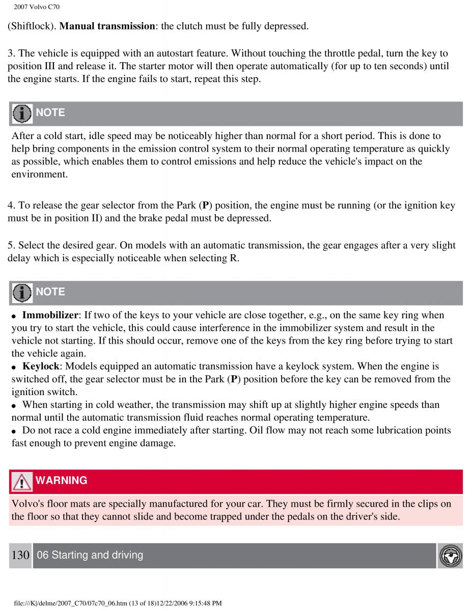 Volvo C70 M II 2 owners manual / page 154