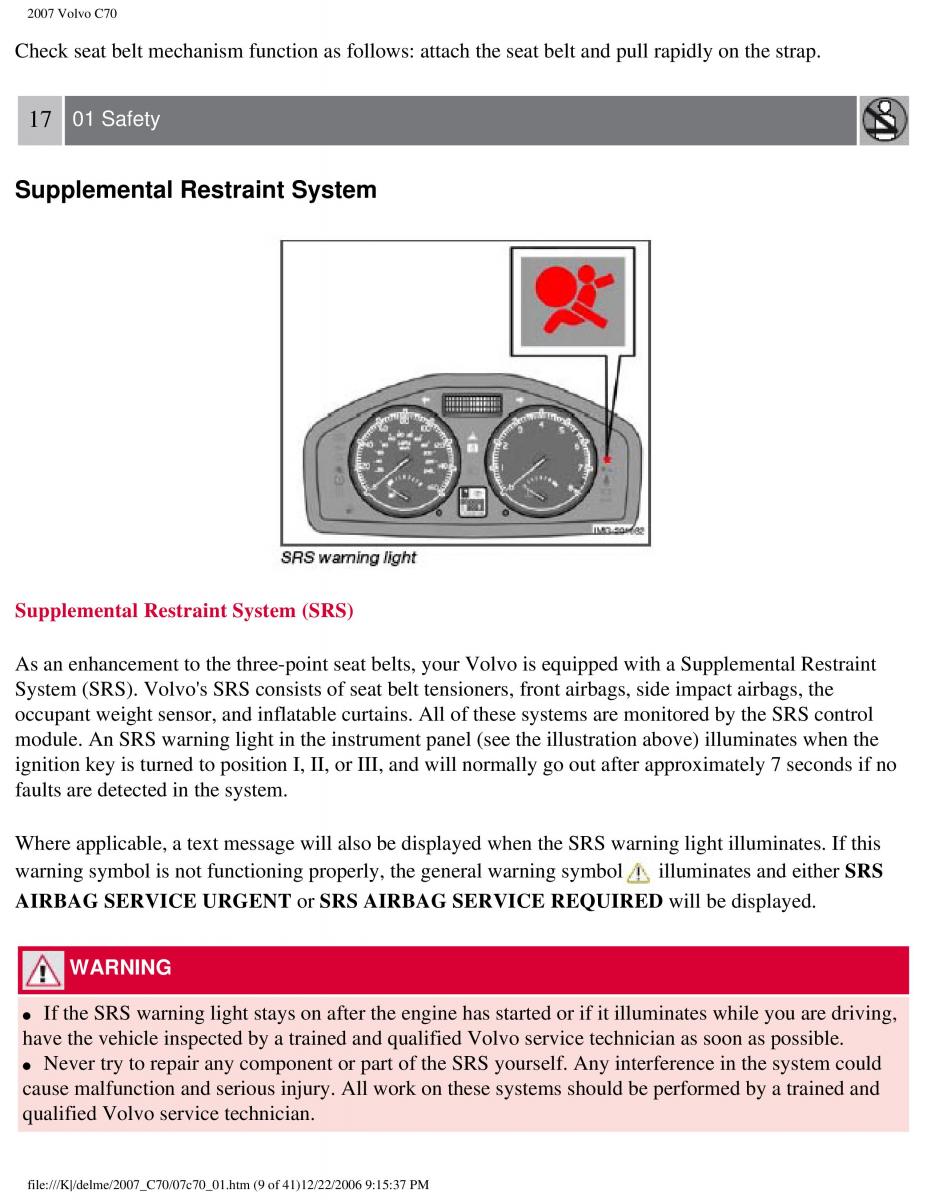 Volvo C70 M II 2 owners manual / page 16