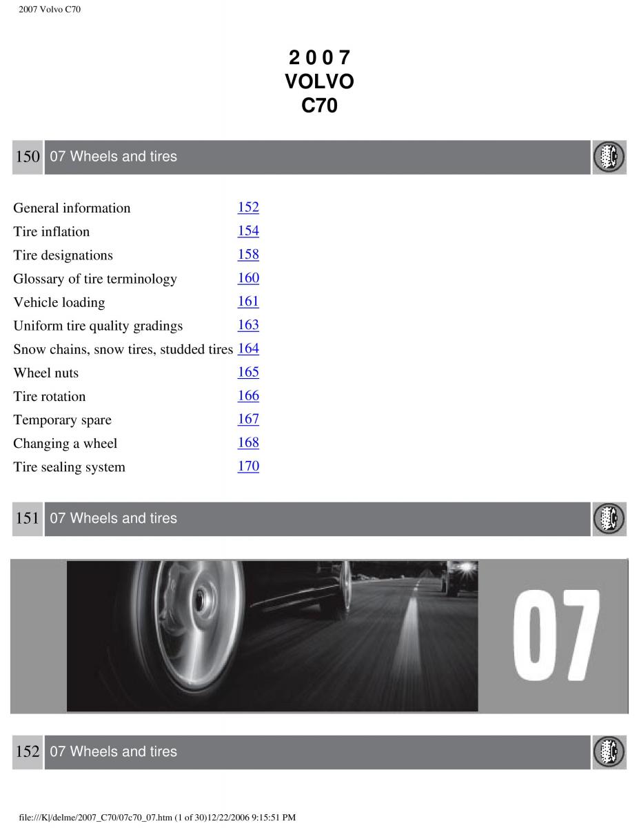 Volvo C70 M II 2 owners manual / page 160