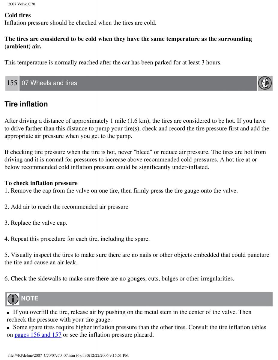 Volvo C70 M II 2 owners manual / page 165