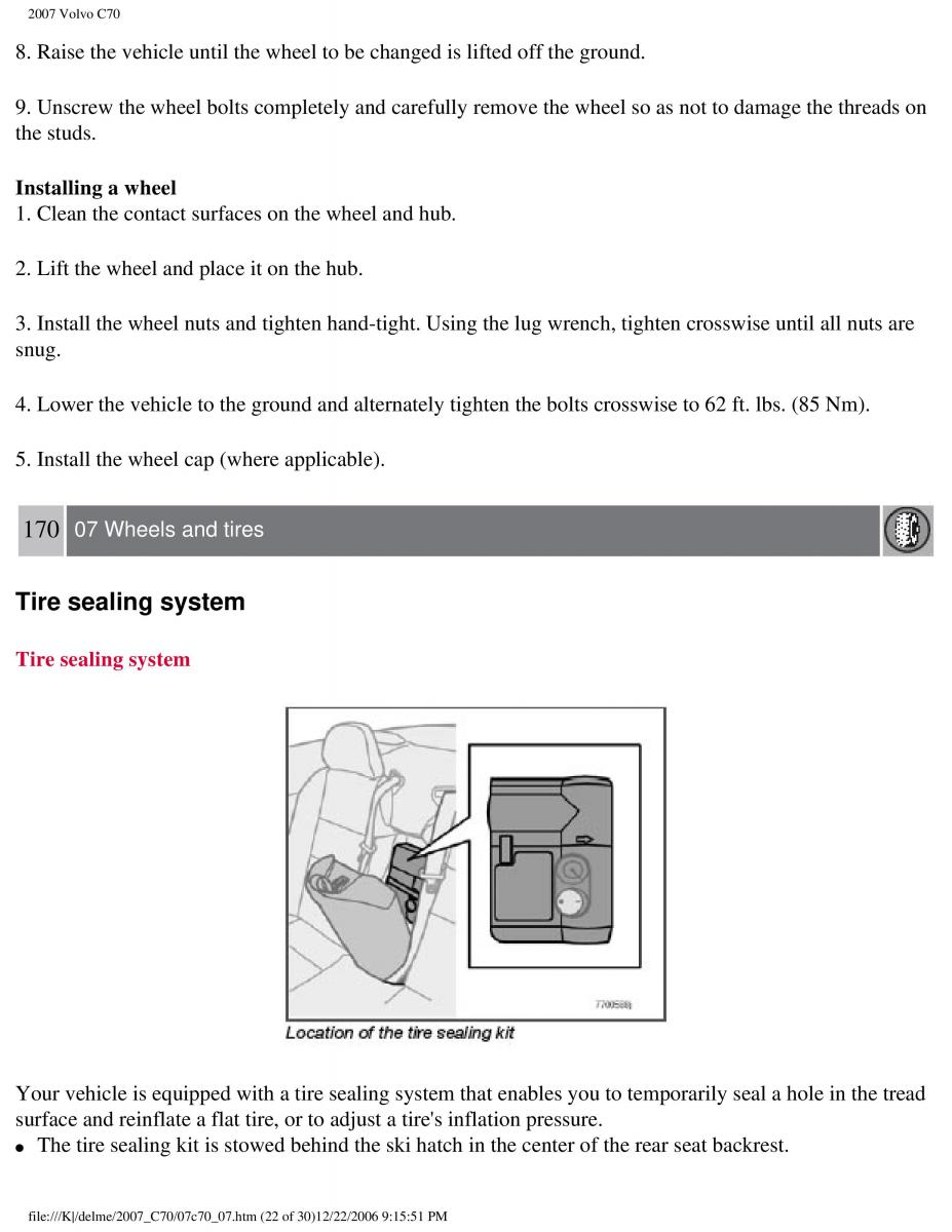 Volvo C70 M II 2 owners manual / page 181