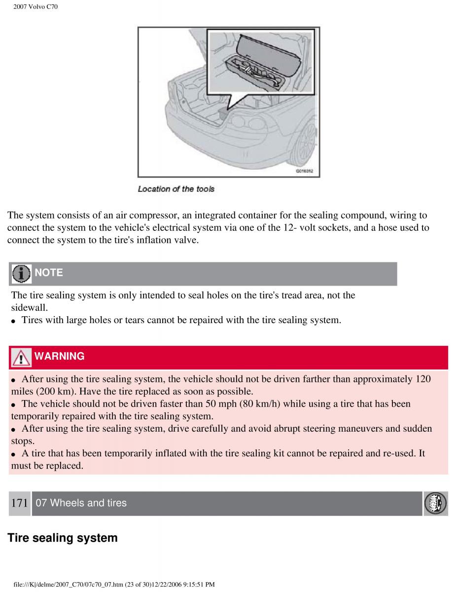 Volvo C70 M II 2 owners manual / page 182