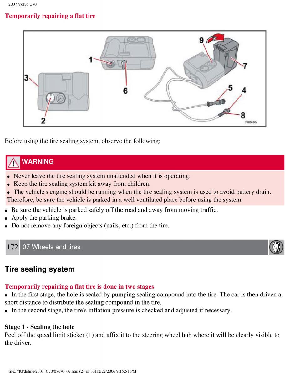 Volvo C70 M II 2 owners manual / page 183