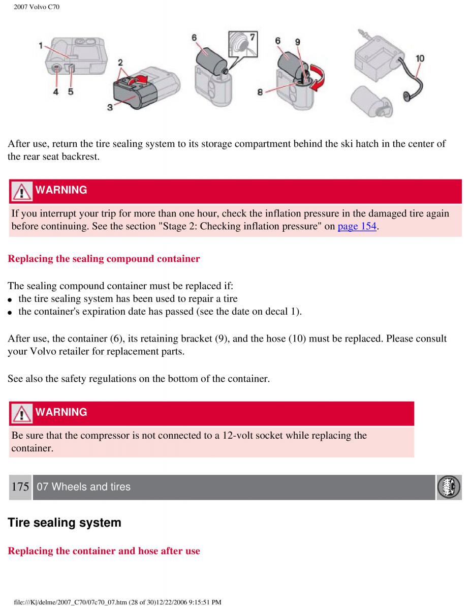 Volvo C70 M II 2 owners manual / page 187