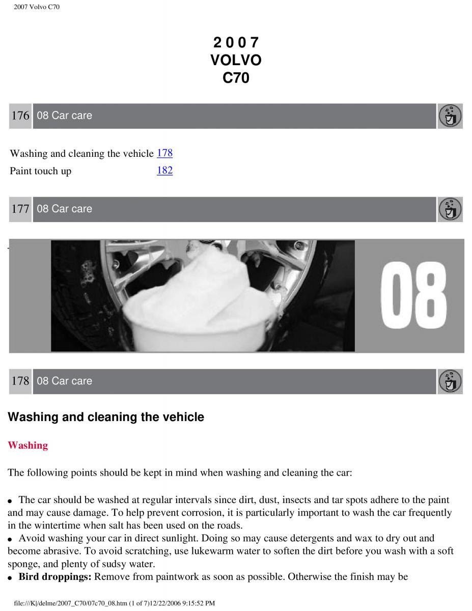 Volvo C70 M II 2 owners manual / page 190