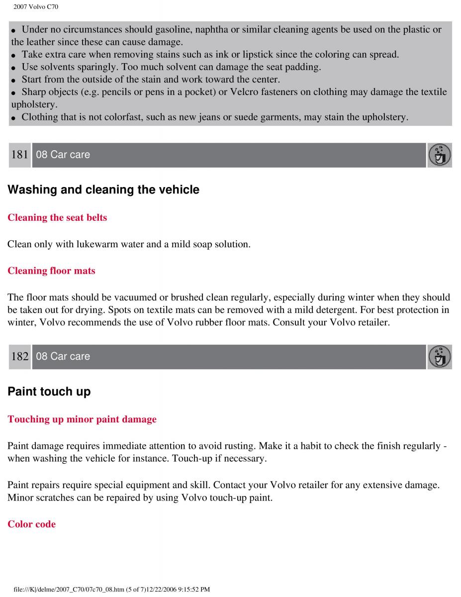 Volvo C70 M II 2 owners manual / page 194