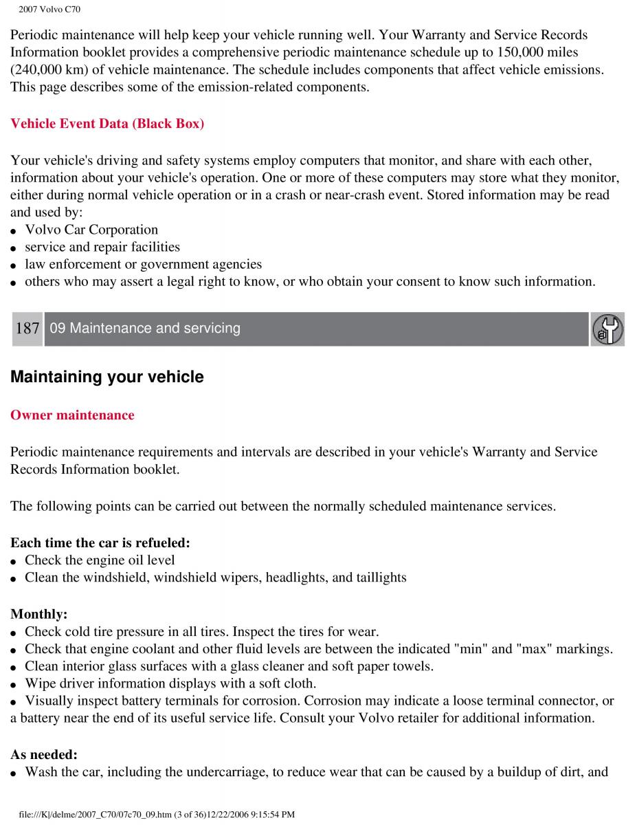 Volvo C70 M II 2 owners manual / page 199