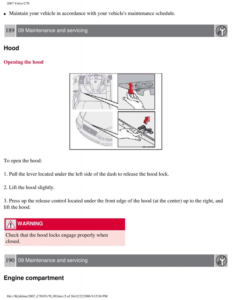 Volvo C70 M II 2 owners manual / page 201