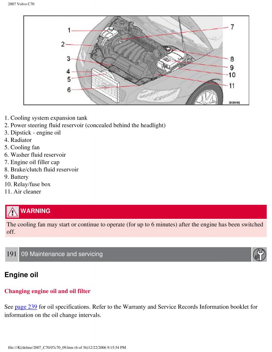 Volvo C70 M II 2 owners manual / page 202