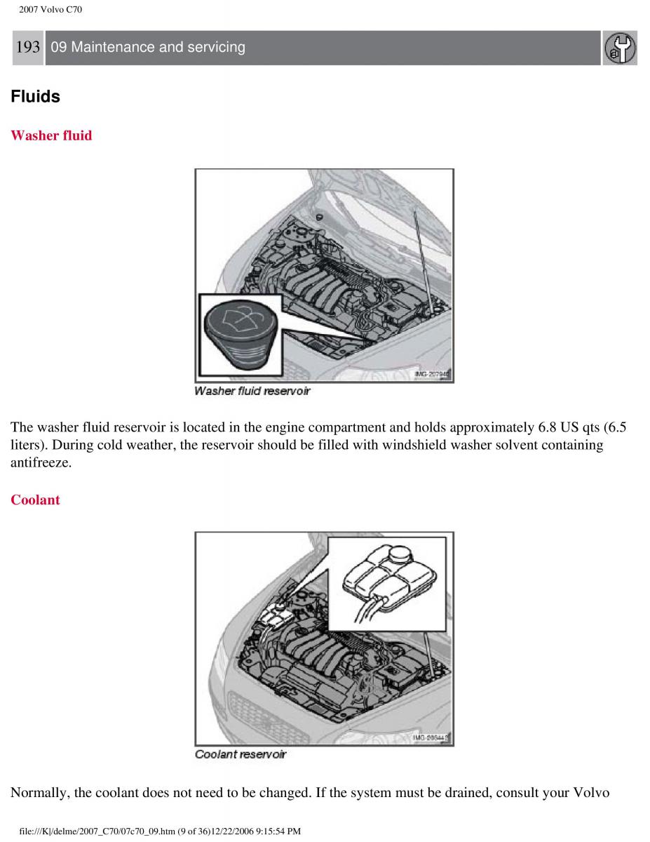 Volvo C70 M II 2 owners manual / page 205