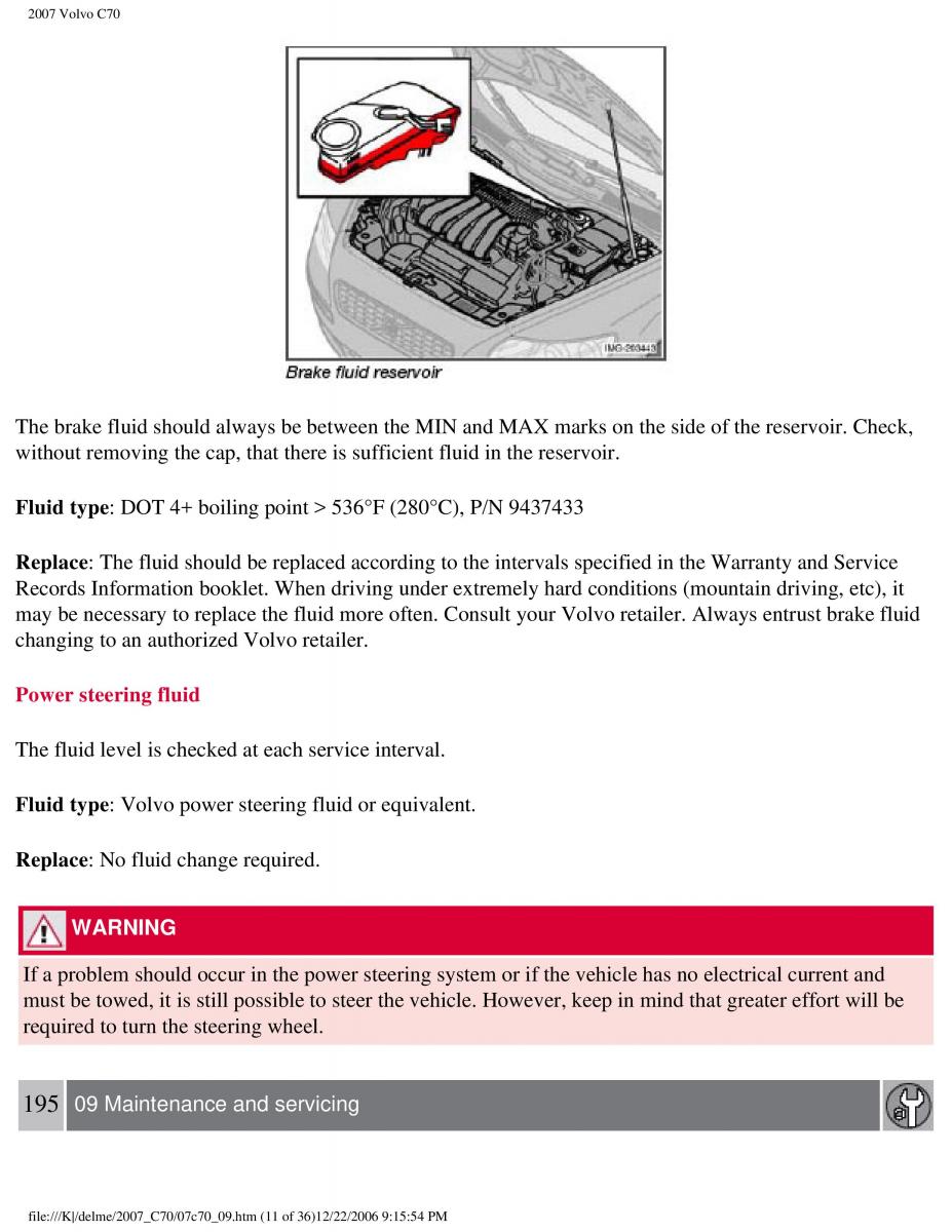 Volvo C70 M II 2 owners manual / page 207