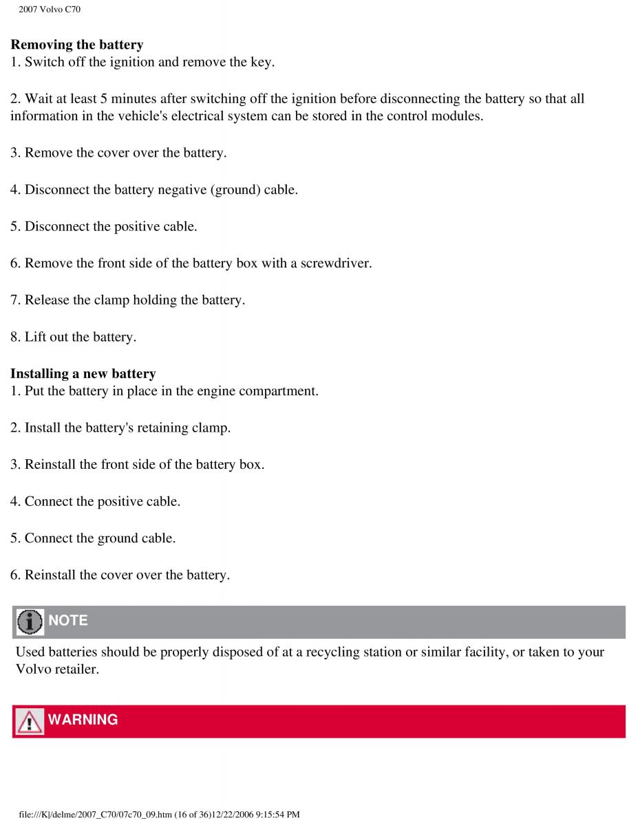 Volvo C70 M II 2 owners manual / page 212