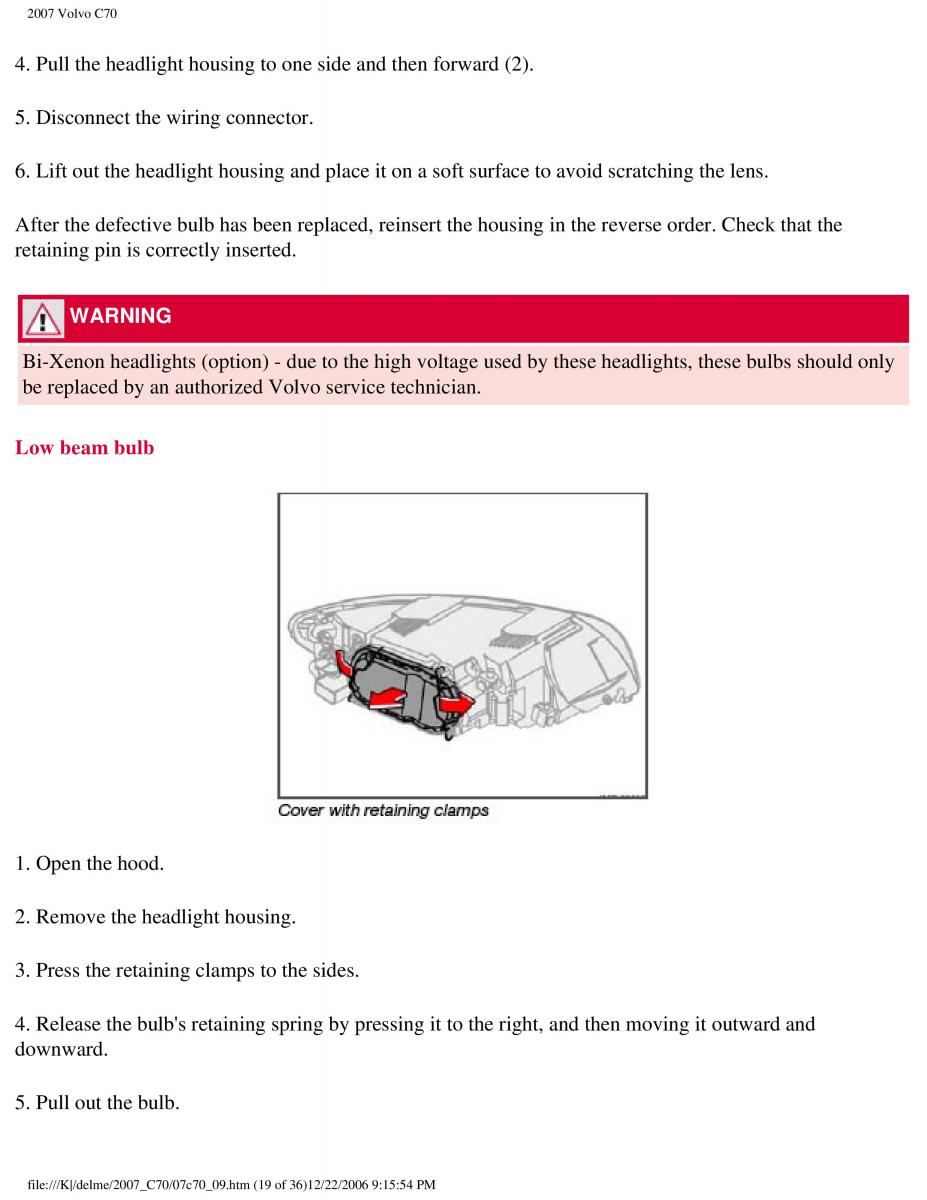 Volvo C70 M II 2 owners manual / page 215