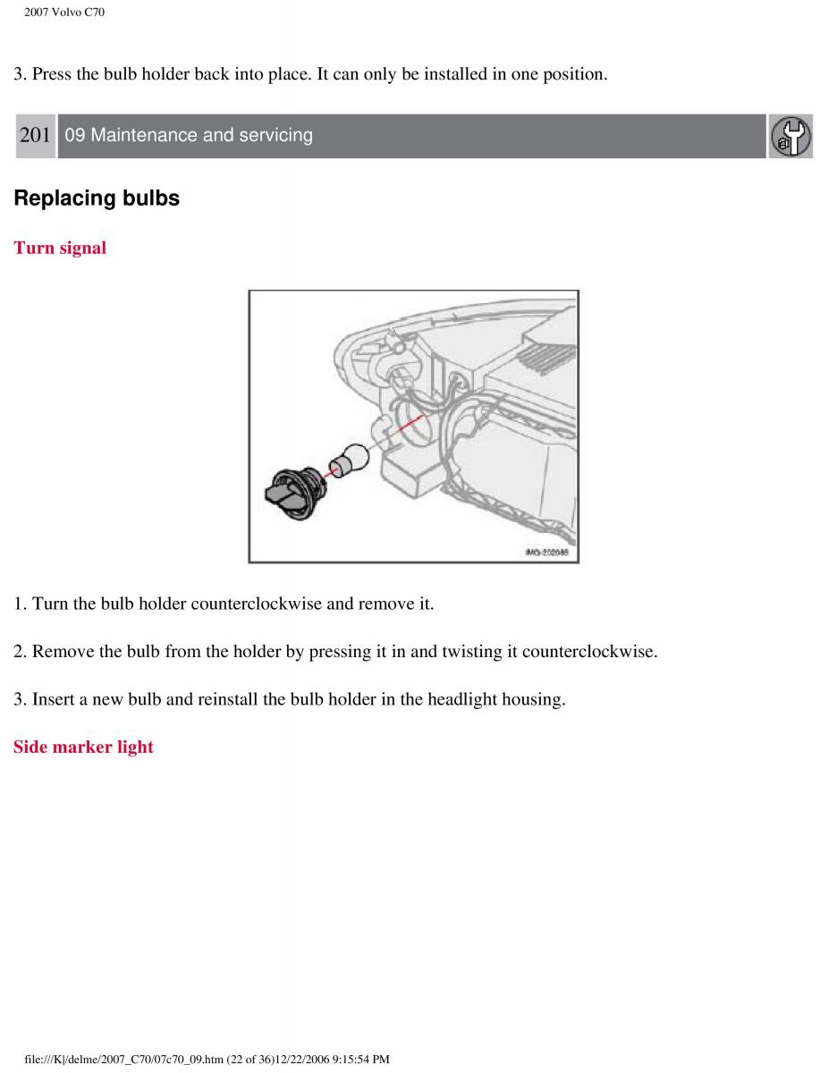 Volvo C70 M II 2 owners manual / page 218