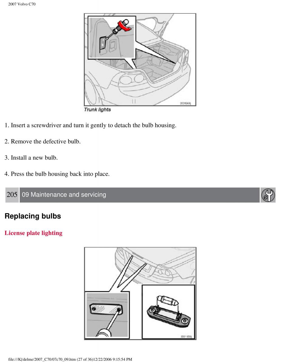 Volvo C70 M II 2 owners manual / page 223