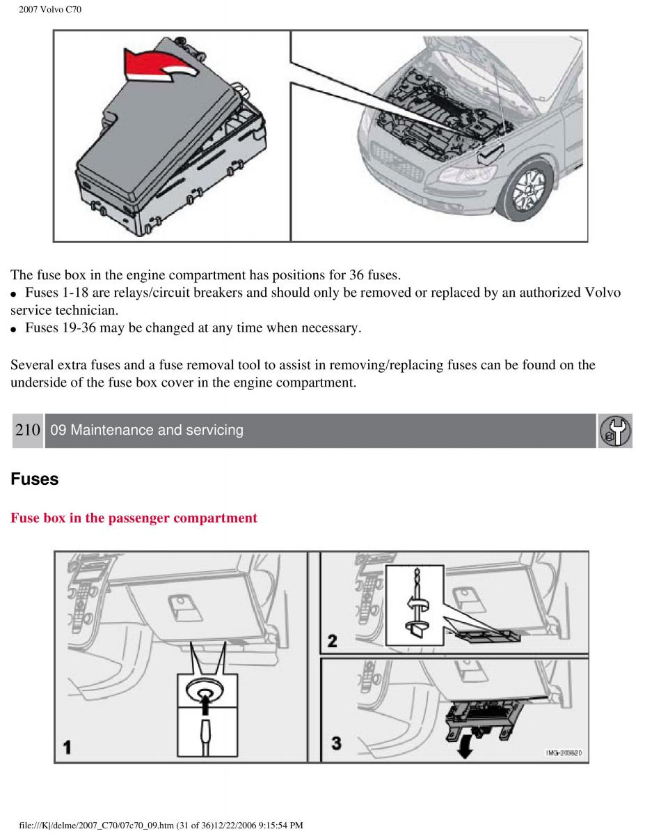 Volvo C70 M II 2 owners manual / page 227