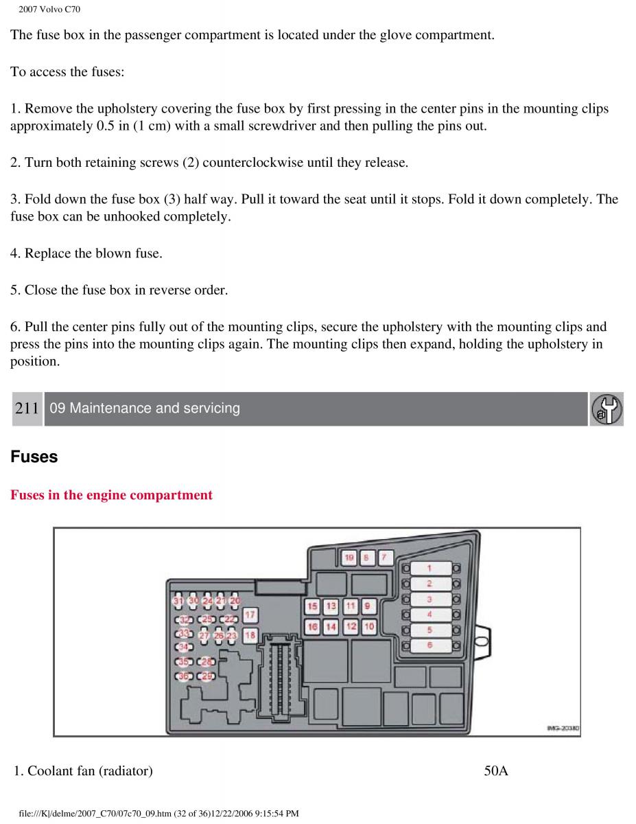 Volvo C70 M II 2 owners manual / page 228