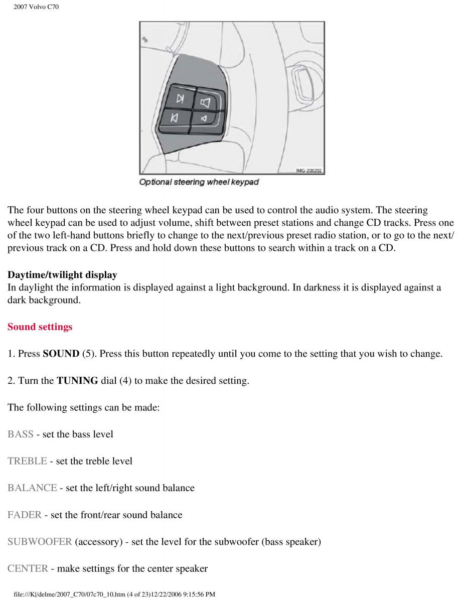 Volvo C70 M II 2 owners manual / page 236