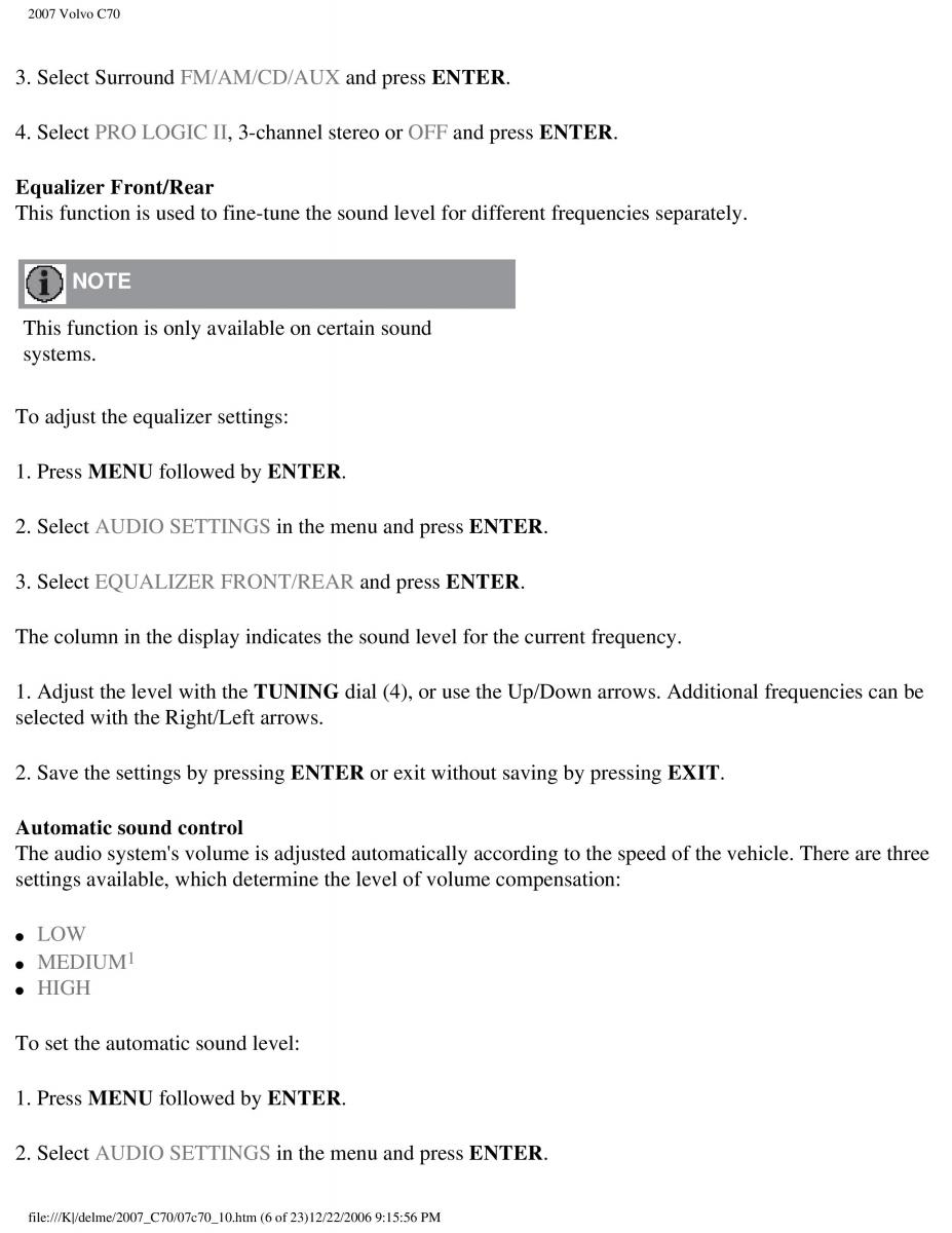 Volvo C70 M II 2 owners manual / page 238