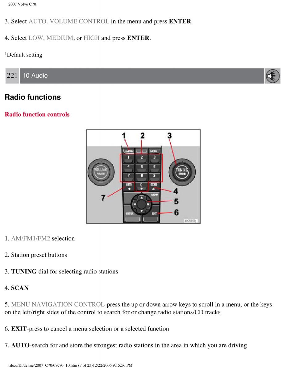 Volvo C70 M II 2 owners manual / page 239