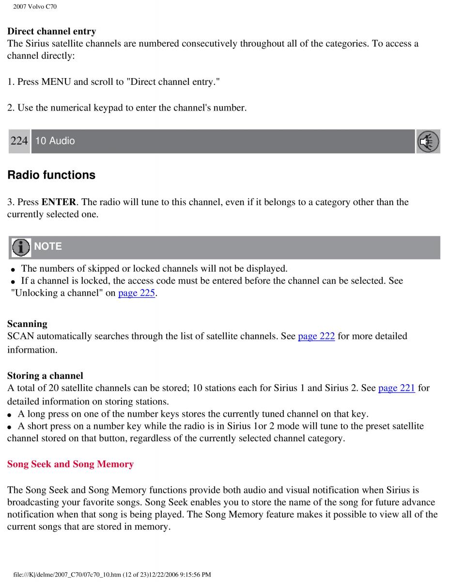 Volvo C70 M II 2 owners manual / page 244