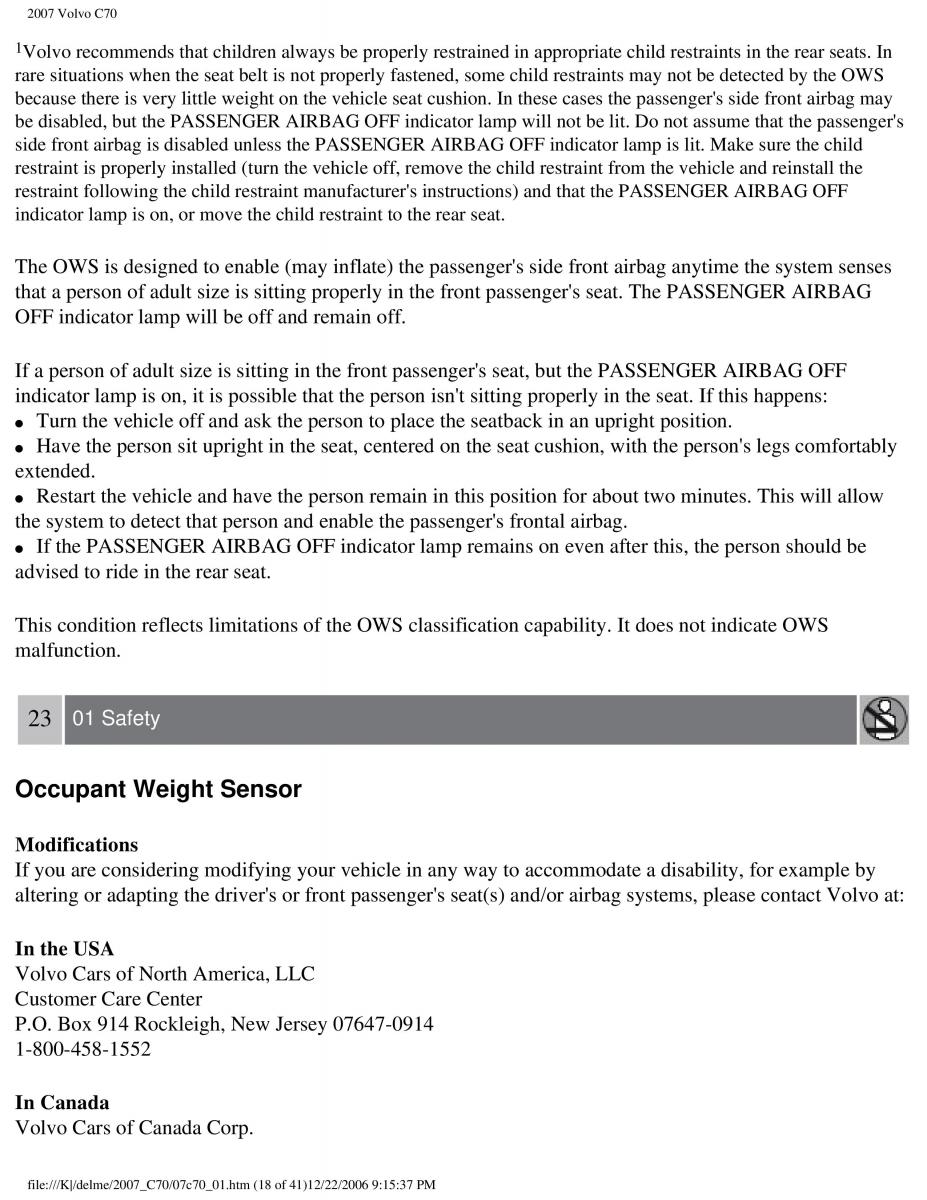 Volvo C70 M II 2 owners manual / page 25